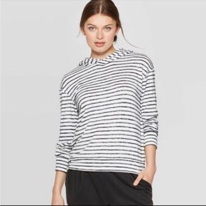 A new day striped black and white hooded top size L